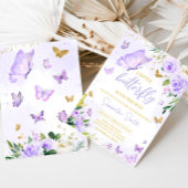 Baby shower Paarse vlinder Kaart