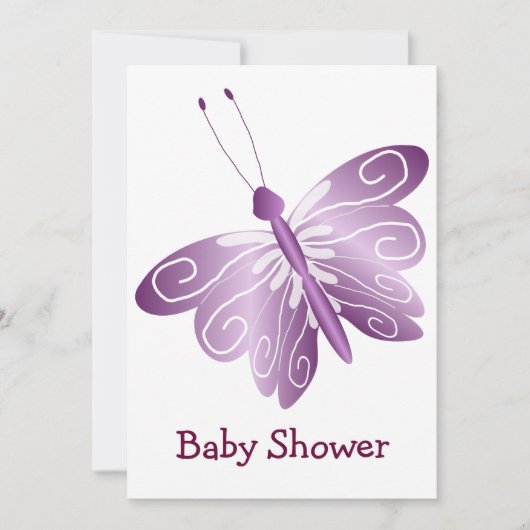 Baby shower Paarse vlinder Kaart (Voorkant)