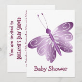 Baby shower Paarse vlinder Kaart (Voorkant / Achterkant)