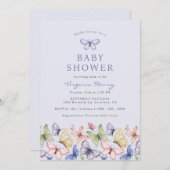 Baby shower Paarse vlinder Kaart (Voorkant / Achterkant)