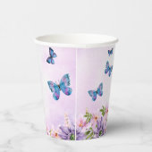 Baby shower Paarse vlinder Papieren Bekers (Rechts)