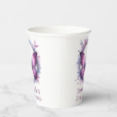 Baby shower Paarse vlinder Papieren Bekers (Rechts)