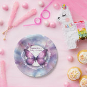 Baby shower Paarse vlinder Papieren Bordje (Feest)
