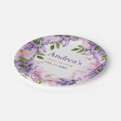 Baby shower Paarse vlinder Papieren Bordje (Gekanteld)