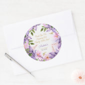 Baby shower Paarse vlinder Ronde Sticker (Envelop)