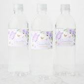 Baby shower Paarse vlinder Waterfles Etiket (Flessen)