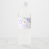Baby shower Paarse vlinder Waterfles Etiket (Voorkant)