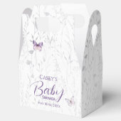 Baby shower Paarse vlindervlinder Bedankdoosjes (Geopend)