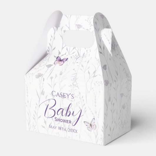 Baby shower Paarse vlindervlinder Bedankdoosjes (Voorkant Zijde)