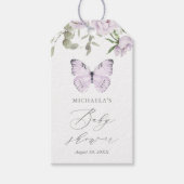 Baby shower Paarse vlindervlinder Cadeaulabel (Voorkant)