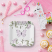 Baby shower Paarse vlindervlinder Papieren Bordje (Feest)