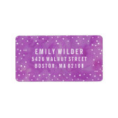 Baby shower Paarse Waterverf Stippen Etiket (Voorkant)