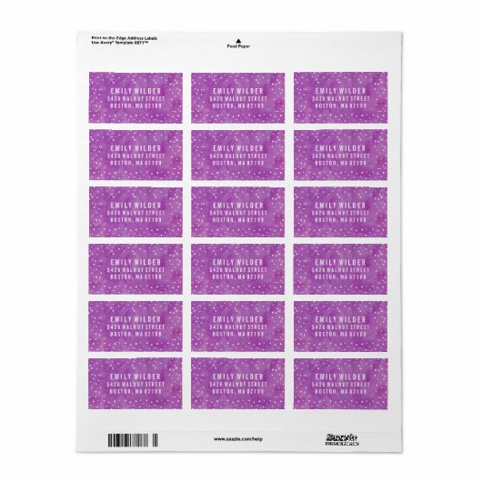 Baby shower Paarse Waterverf Stippen Etiket (Full Sheet)