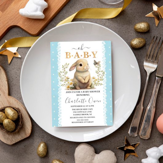 Baby shower PaasOh Baby Bunny Spring Boy Kaart