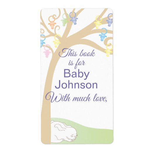 Baby shower "Paci Bunny" Bookplate Blad van 8 Etiket (Voorkant)