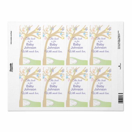 Baby shower "Paci Bunny" Bookplate Blad van 8 Etiket (Full Sheet)