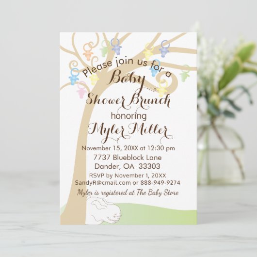 Baby shower Paci bunny Kaart (Staand voorkant)