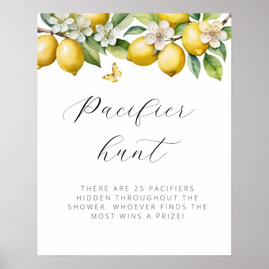 Baby shower-Pacifier van Bright Summer Lemon Poster (Voorkant)