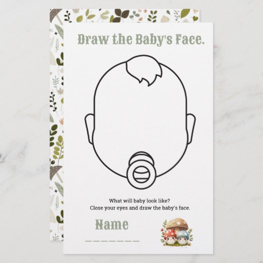 Baby shower paddenstoel Draai het gezicht Briefpapier (Voorkant / Achterkant)