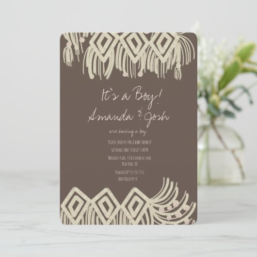 Baby shower Painterly Macrame Boho Kaart (Staand voorkant)