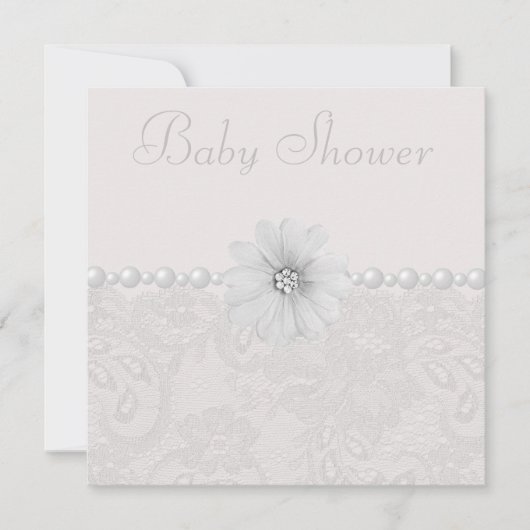baby shower  Paisley Lace, Flowers & Pearls Kaart (Voorkant)