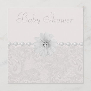 baby shower  Paisley Lace, Flowers & Pearls Kaart