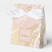 Baby shower palmboom laat roze wit goud bladeren bedankdoosjes (Voorkant Zijde)