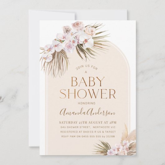 Baby shower palmpalmplank met minimalistische boom kaart (Voorkant)