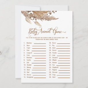 Baby shower Pampas Baby Animal Game III Uitnodigin Kaart