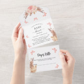Baby shower pampas butterfly floral diaper all in one uitnodiging (Afscheurbaar)