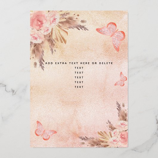 Baby shower pampa's folie uitnodiging (Achterkant)