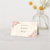 Baby shower pampas gras blush florals marmer plaatskaartje (Achterkant)