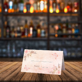 Baby shower pampas gras blush roze vlinder plaatskaartje