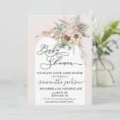 Baby Shower Pampas Gras Boho Boog Modern Kaart (Staand voorkant)