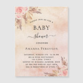 Baby shower pampas gras floral boho luxe magnetische uitnodiging (Voorkant)