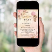Baby shower pampas gras florroze tedy beer kaart