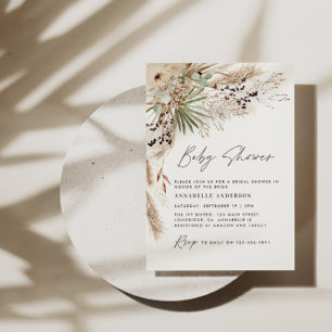 Baby shower pampas gras moderne elegante natuurlij kaart
