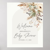 Baby shower pampas gras moderne elegante pokken poster (Voorkant)