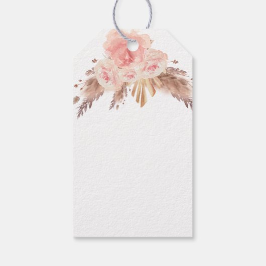 Baby shower pampas gras roos gouden blozen blozen cadeaulabel (Achterkant)