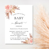 Baby shower pampas gras roos gouden blozen blozen kaart