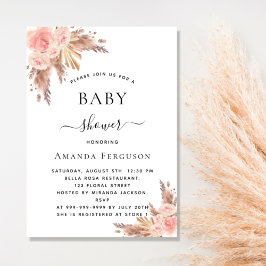 Baby shower pampas gras roos gouden blozen blozen kaart