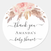 Baby shower pampas gras roos gouden blozen blozen ronde sticker (Voorkant)