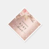 Baby shower pampas gras roos goudflorale glitter servet (Hoek)