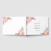 Baby shower pampas gras roos goudkleurig roze gastenboek (Volledig)