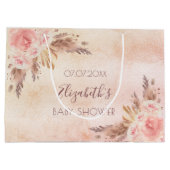 Baby shower pampas gras roos goudroze floraal groot cadeauzakje (Achterkant)