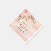 Baby shower pampas gras roos goudroze floraal servet (Hoek)