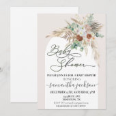 Baby shower Pampas Grass Boho Arch Modern Kaart (Voorkant / Achterkant)