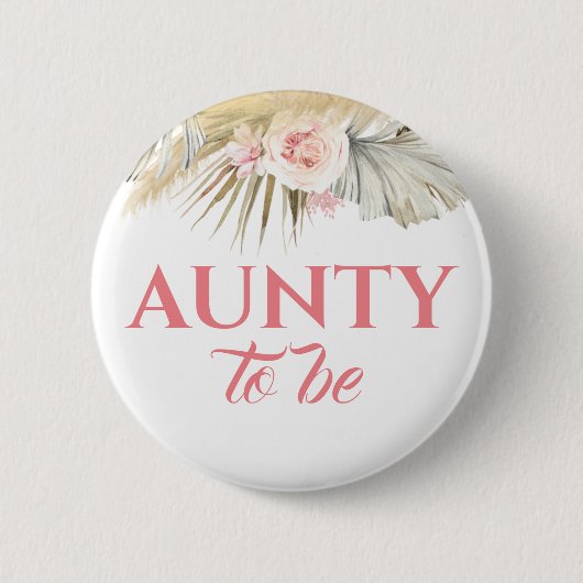 Baby shower Pampas Grass en Pink Flowers Ronde Button 5,7 Cm (Voorkant)