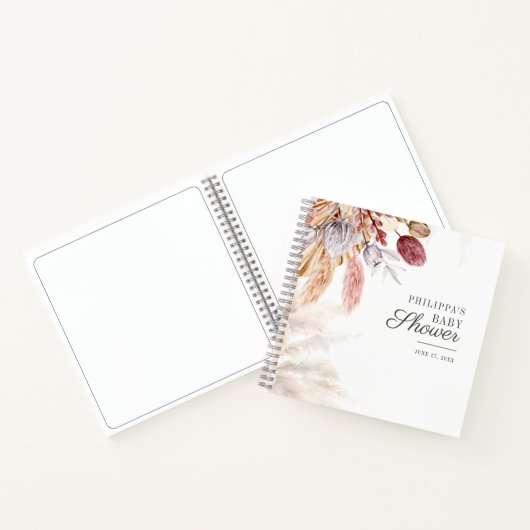Baby shower Pampas Grass Tan Terracotta Guest Book Notitieboek (Binnen)