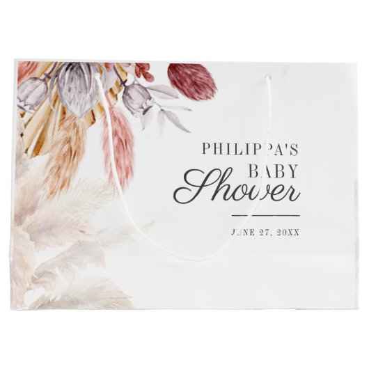 Baby shower Pampas Grass Terracotta Groot Cadeauzakje (Achterkant)